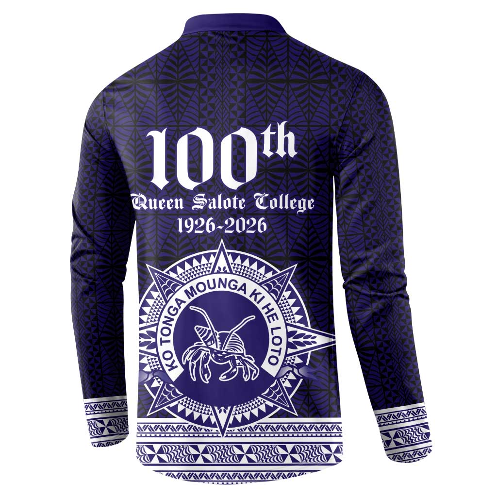 Tonga Queen Salote College 100 years Button Sweatshirt QSC 1926-2026 Tongan Pattern