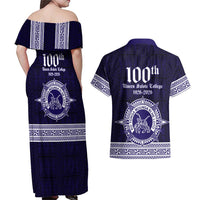 Tonga Queen Salote College 100 years Couples Matching Off Shoulder Maxi Dress and Hawaiian Shirt QSC 1926-2026 Tongan Pattern
