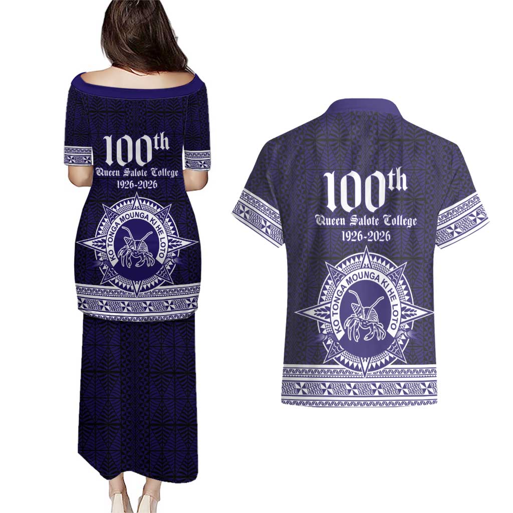 Tonga Queen Salote College 100 years Couples Matching Puletasi and Hawaiian Shirt QSC 1926-2026 Tongan Pattern LT9 - Polynesian Pride