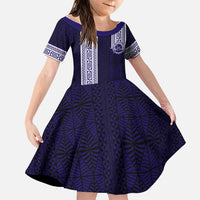 Tonga Queen Salote College 100 years Family Matching Long Sleeve Bodycon Dress and Hawaiian Shirt QSC 1926-2026 Tongan Pattern LT9 Daughter's Dress Blue - Polynesian Pride