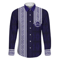 Tonga Queen Salote College 100 years Family Matching Long Sleeve Bodycon Dress and Hawaiian Shirt QSC 1926-2026 Tongan Pattern LT9 Dad's Shirt - Long Sleeve Blue - Polynesian Pride
