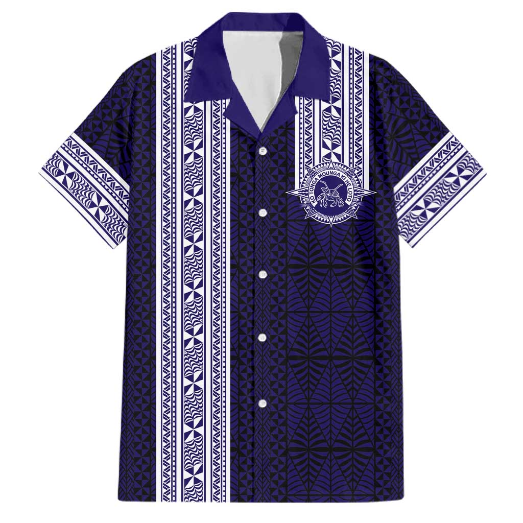 Tonga Queen Salote College 100 years Family Matching Off The Shoulder Long Sleeve Dress and Hawaiian Shirt QSC 1926-2026 Tongan Pattern LT9 Dad's Shirt - Short Sleeve Blue - Polynesian Pride