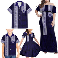 Tonga Queen Salote College 100 years Family Matching Off Shoulder Maxi Dress and Hawaiian Shirt QSC 1926-2026 Tongan Pattern LT9 - Polynesian Pride