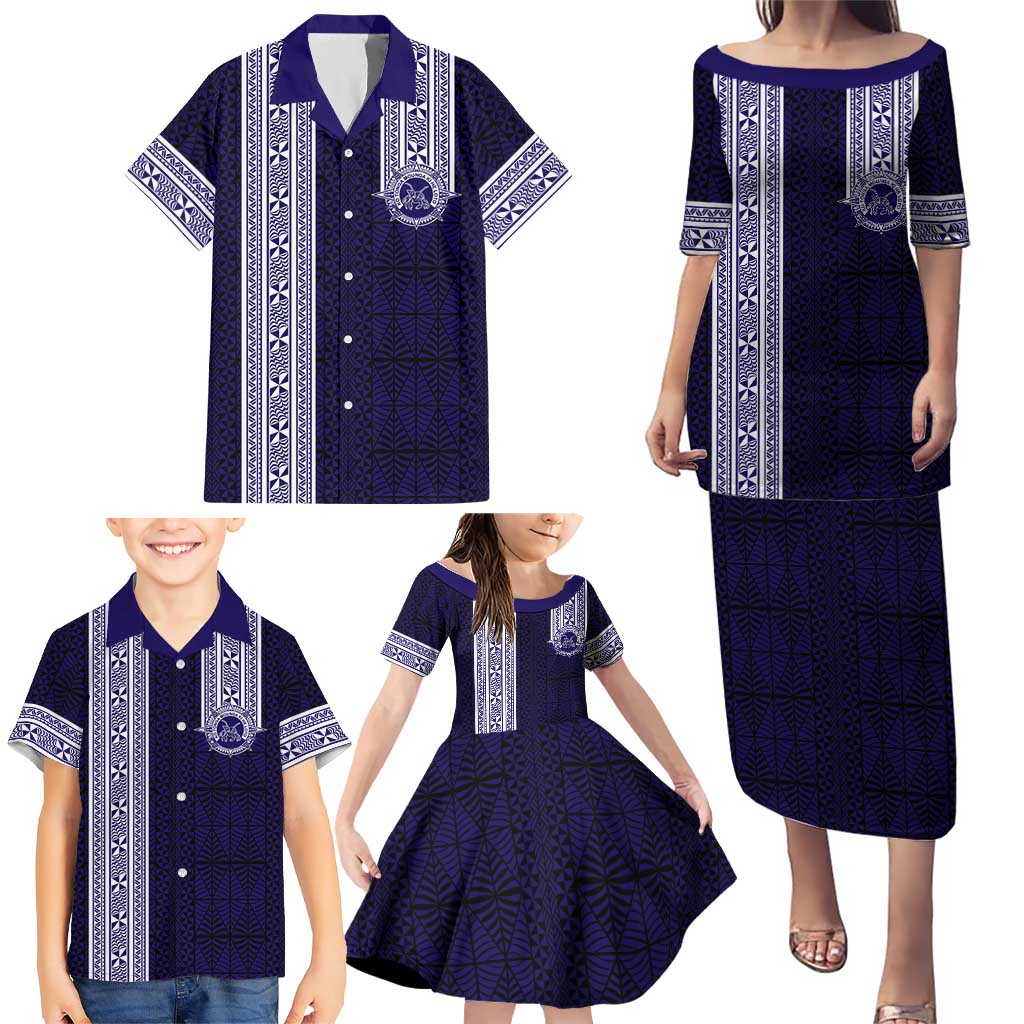 Tonga Queen Salote College 100 years Family Matching Puletasi and Hawaiian Shirt QSC 1926-2026 Tongan Pattern LT9 - Polynesian Pride