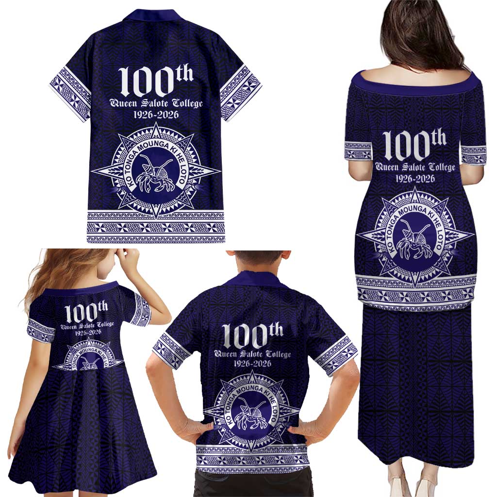 Tonga Queen Salote College 100 years Family Matching Puletasi and Hawaiian Shirt QSC 1926-2026 Tongan Pattern LT9 - Polynesian Pride