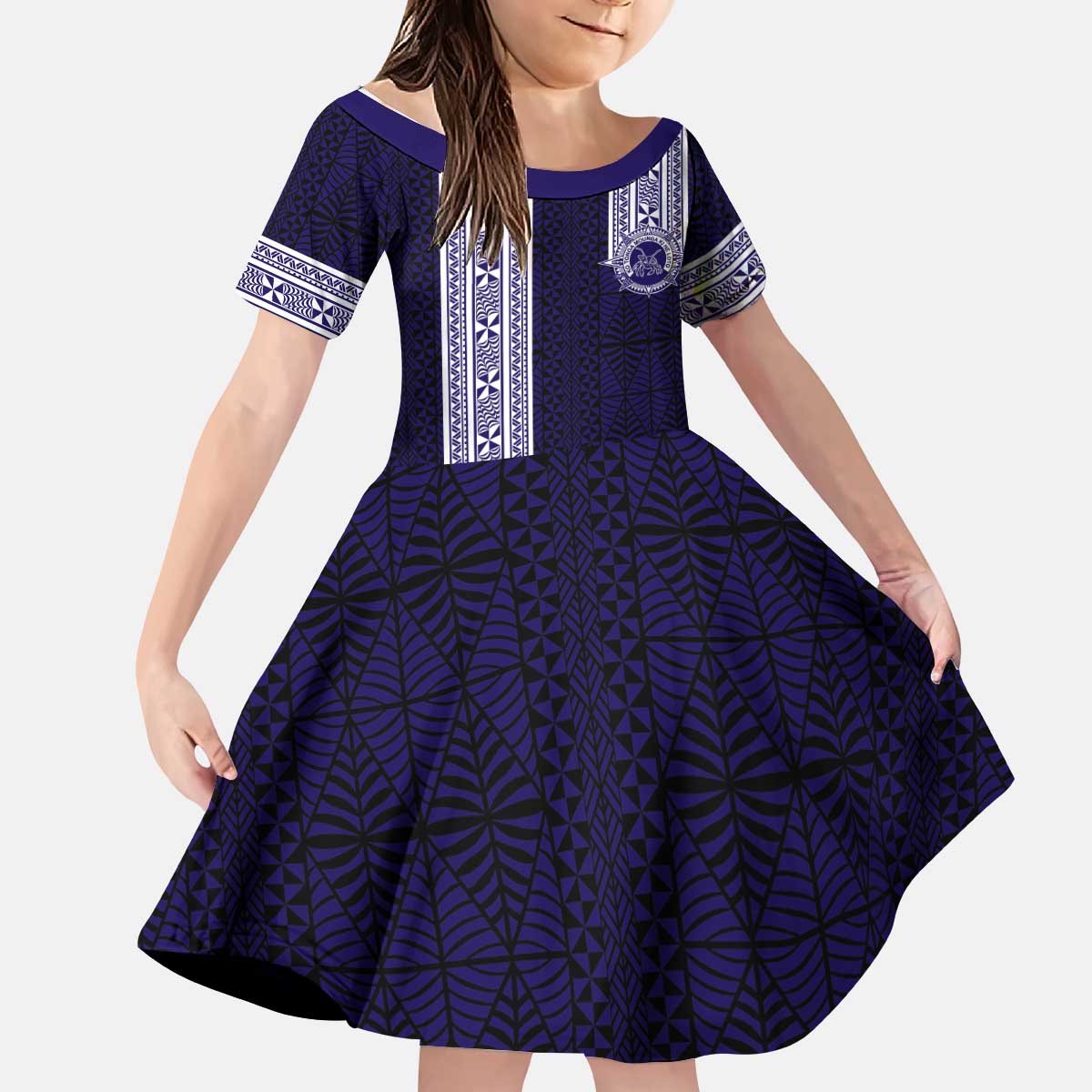 Tonga Queen Salote College 100 years Kid Short Sleeve Dress QSC 1926-2026 Tongan Pattern