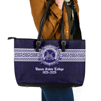Tonga Queen Salote College 100 years Leather Tote Bag QSC 1926-2026 Tongan Pattern