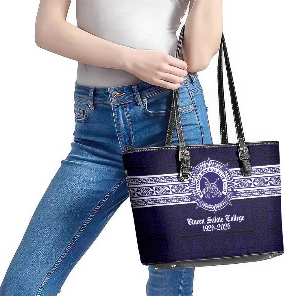 Tonga Queen Salote College 100 years Leather Tote Bag QSC 1926-2026 Tongan Pattern