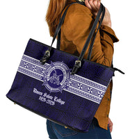Tonga Queen Salote College 100 years Leather Tote Bag QSC 1926-2026 Tongan Pattern