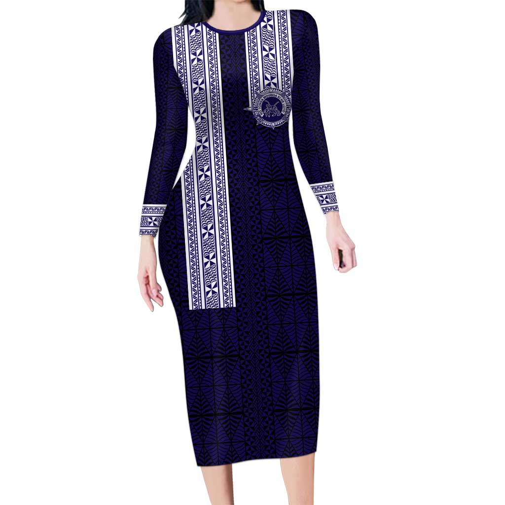 Tonga Queen Salote College 100 years Long Sleeve Bodycon Dress QSC 1926-2026 Tongan Pattern