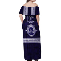Tonga Queen Salote College 100 years Off Shoulder Maxi Dress QSC 1926-2026 Tongan Pattern