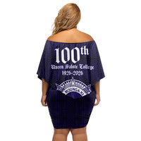 Tonga Queen Salote College 100 years Off Shoulder Short Dress QSC 1926-2026 Tongan Pattern