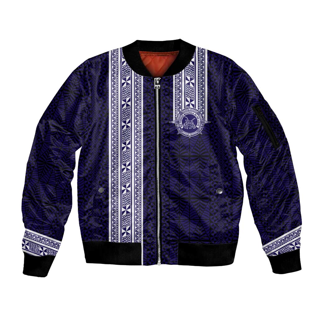 Tonga Queen Salote College 100 years Sleeve Zip Bomber Jacket QSC 1926-2026 Tongan Pattern
