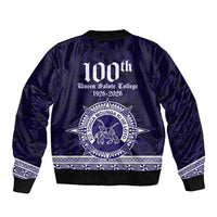 Tonga Queen Salote College 100 years Sleeve Zip Bomber Jacket QSC 1926-2026 Tongan Pattern