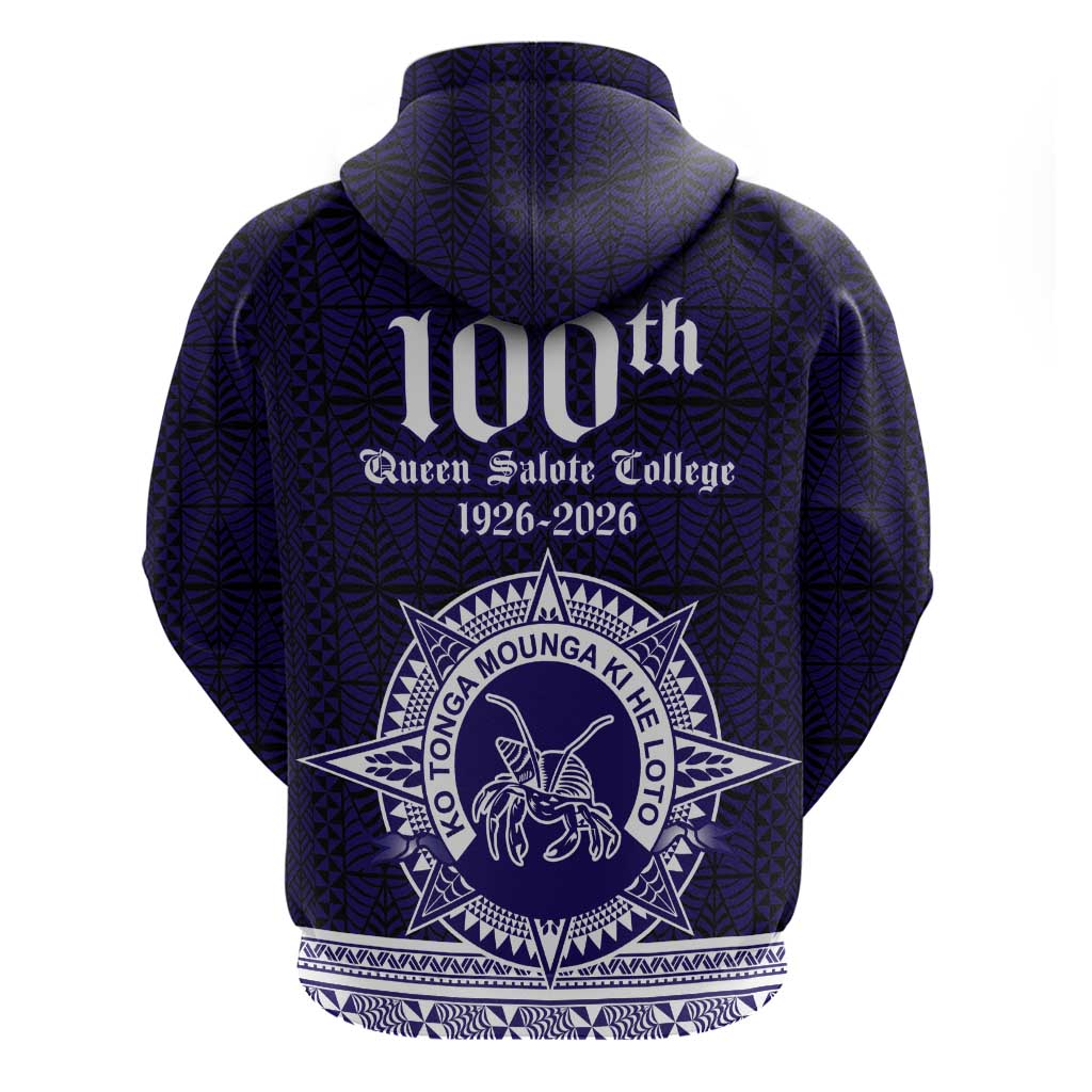 Tonga Queen Salote College 100 years Zip Hoodie QSC 1926-2026 Tongan Pattern