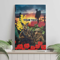 Kangaroo-Kiwi Soldier ANZAC Personalised Canvas Wall Art Golden Wattle and Pohutukawa Flowers LT9 - Polynesian Pride