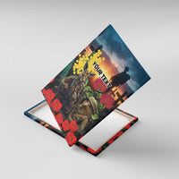 Kangaroo-Kiwi Soldier ANZAC Personalised Canvas Wall Art Golden Wattle and Pohutukawa Flowers LT9 With Frame Black - Polynesian Pride