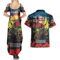 Kangaroo-Kiwi Soldier ANZAC Personalised Couples Matching Summer Maxi Dress and Hawaiian Shirt Golden Wattle and Pohutukawa Flowers