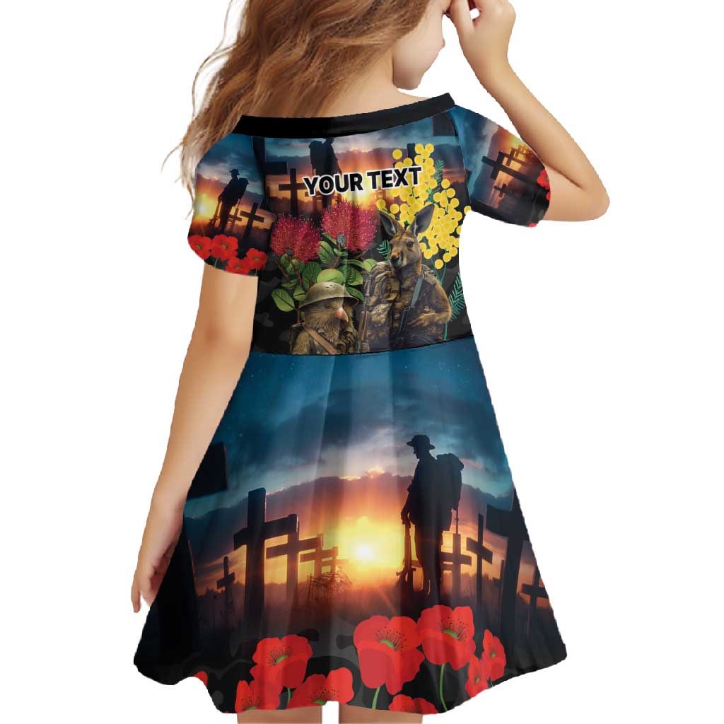 Kangaroo-Kiwi Soldier ANZAC Personalised Family Matching Mermaid Dress and Hawaiian Shirt Golden Wattle and Pohutukawa Flowers LT9 - Polynesian Pride