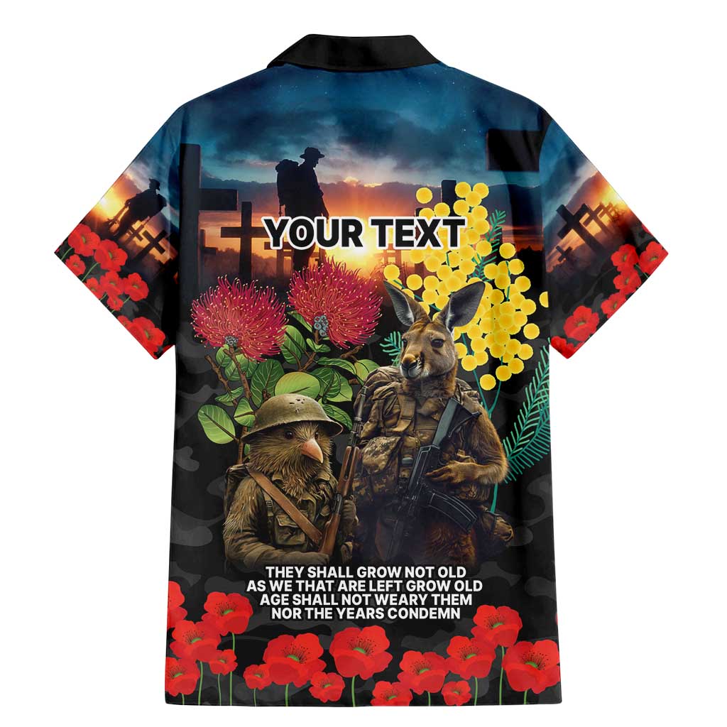 Kangaroo-Kiwi Soldier ANZAC Personalised Family Matching Mermaid Dress and Hawaiian Shirt Golden Wattle and Pohutukawa Flowers LT9 - Polynesian Pride