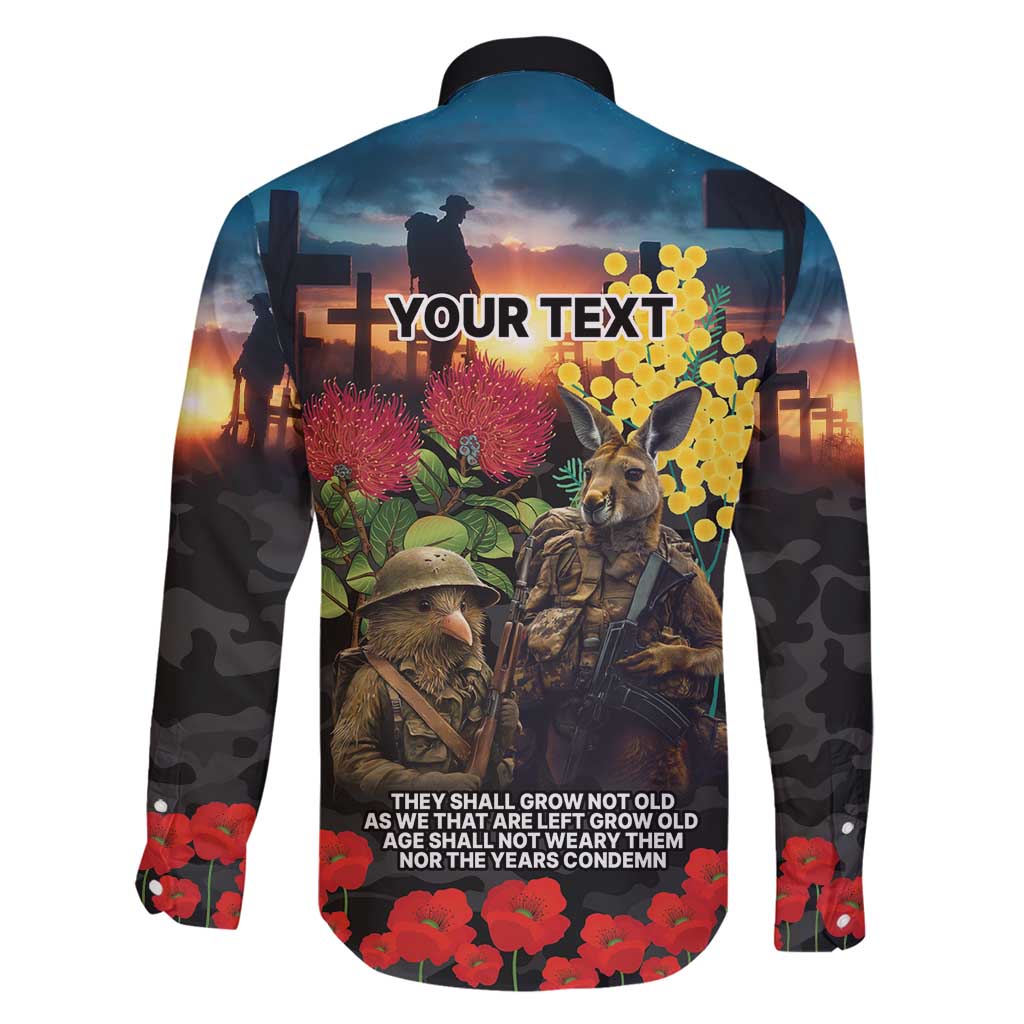 Kangaroo-Kiwi Soldier ANZAC Personalised Family Matching Mermaid Dress and Hawaiian Shirt Golden Wattle and Pohutukawa Flowers LT9 - Polynesian Pride