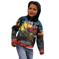Kangaroo-Kiwi Soldier ANZAC Personalised Kid Hoodie Golden Wattle and Pohutukawa Flowers