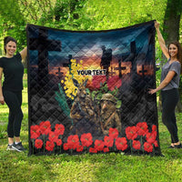 Kangaroo-Kiwi Soldier ANZAC Personalised Quilt Golden Wattle and Pohutukawa Flowers LT9 - Polynesian Pride