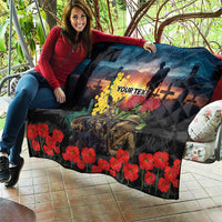 Kangaroo-Kiwi Soldier ANZAC Personalised Quilt Golden Wattle and Pohutukawa Flowers LT9 - Polynesian Pride