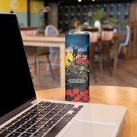Kangaroo-Kiwi Soldier ANZAC Personalised Skinny Tumbler Golden Wattle and Pohutukawa Flowers LT9 - Polynesian Pride