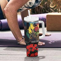 Kangaroo-Kiwi Soldier ANZAC Personalised Tumbler With Handle Golden Wattle and Pohutukawa Flowers