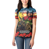 Kangaroo-Kiwi Soldier ANZAC Personalised Women Polo Shirt Golden Wattle and Pohutukawa Flowers
