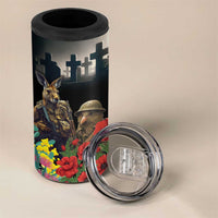 Kangaroo-Kiwi Soldier ANZAC Personalised 4 in 1 Can Cooler Tumbler Golden Wattle Poppy Flowers