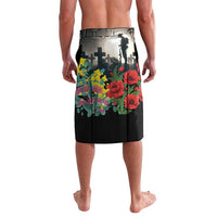 Kangaroo-Kiwi Soldier ANZAC Personalised Lavalava Golden Wattle Poppy Flowers