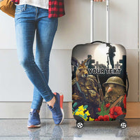 Kangaroo-Kiwi Soldier ANZAC Personalised Luggage Cover Golden Wattle Poppy Flowers