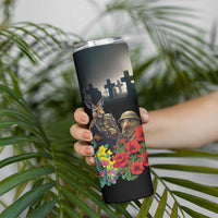 Kangaroo-Kiwi Soldier ANZAC Personalised Skinny Tumbler Golden Wattle Poppy Flowers LT9 - Polynesian Pride