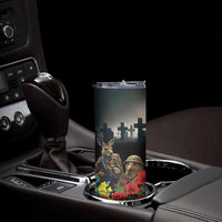 Kangaroo-Kiwi Soldier ANZAC Personalised Skinny Tumbler Golden Wattle Poppy Flowers LT9 - Polynesian Pride