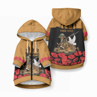 Australia ANZAC Day Personalised Pet Hoodie Honouring The Animals That Served LT9 Zip-up Gold - Polynesian Pride
