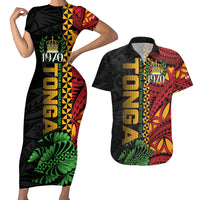 Personalised Tonga Emancipation Day Couples Matching Short Sleeve Bodycon Dress and Hawaiian Shirt Puleanga Fakatui O Since 1970 LT9 Red - Polynesian Pride