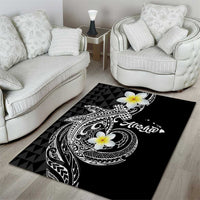 Aloha Hammerhead Shark Area Rug Black Hawaiian Kakau Tribal Tattoo
