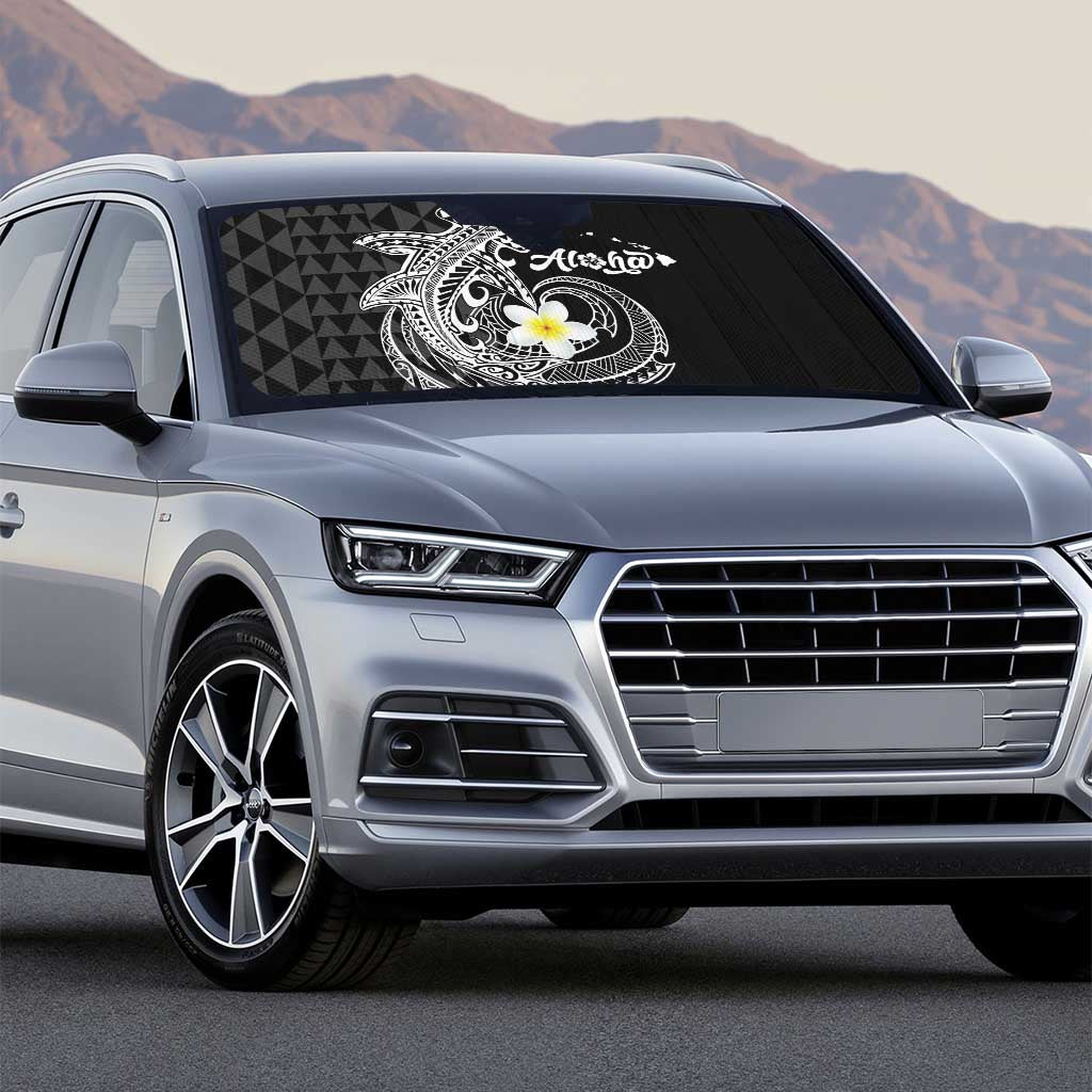 Aloha Hammerhead Shark Auto Sun Shade Black Hawaiian Kakau Tribal Tattoo - Polynesian Pride