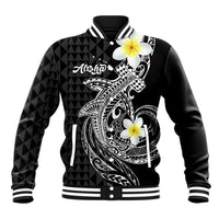 Aloha Hammerhead Shark Baseball Jacket Black Hawaiian Kakau Tribal Tattoo