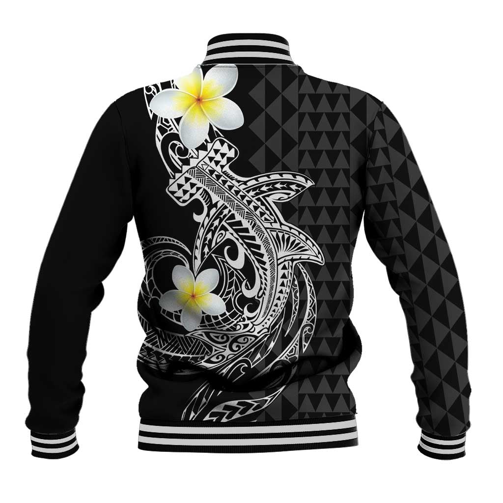 Aloha Hammerhead Shark Baseball Jacket Black Hawaiian Kakau Tribal Tattoo