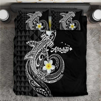 Aloha Hammerhead Shark Bedding Set Black Hawaiian Kakau Tribal Tattoo