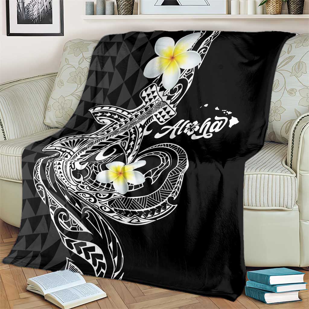 Aloha Hammerhead Shark Blanket Black Hawaiian Kakau Tribal Tattoo