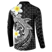 Aloha Hammerhead Shark Button Sweatshirt Black Hawaiian Kakau Tribal Tattoo