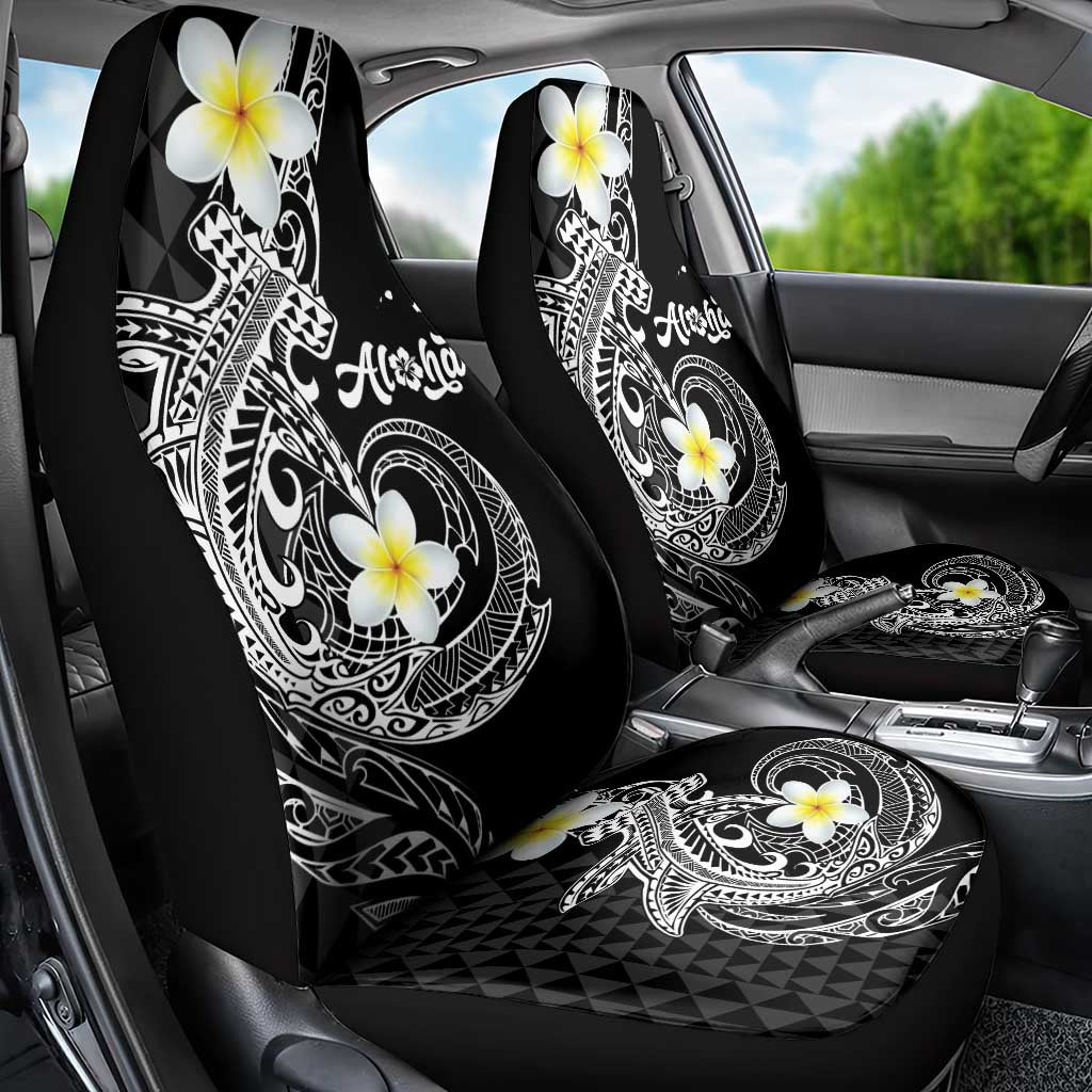 Aloha Hammerhead Shark Car Seat Cover Black Hawaiian Kakau Tribal Tattoo