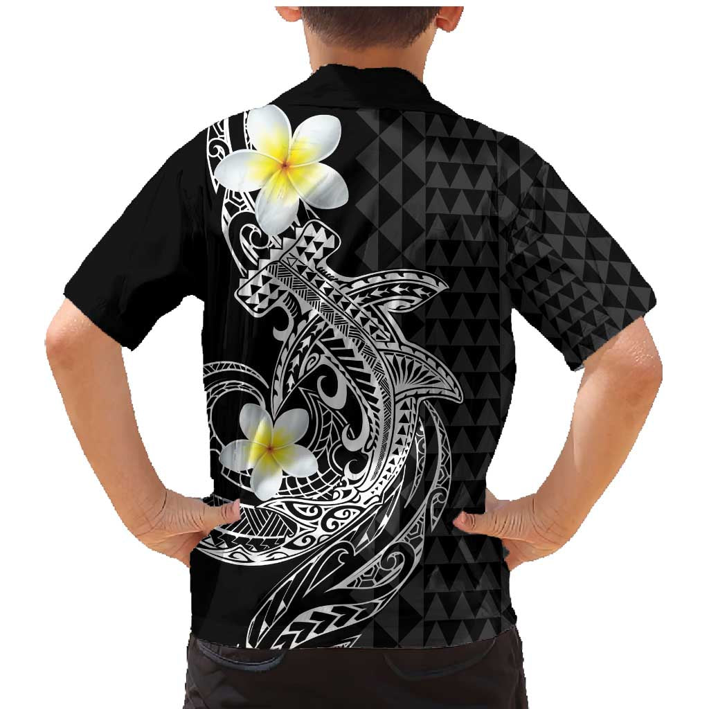 Aloha Hammerhead Shark Family Matching Mermaid Dress and Hawaiian Shirt Black Hawaiian Kakau Tribal Tattoo