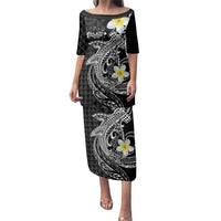 Aloha Hammerhead Shark Family Matching Puletasi and Hawaiian Shirt Black Hawaiian Kakau Tribal Tattoo