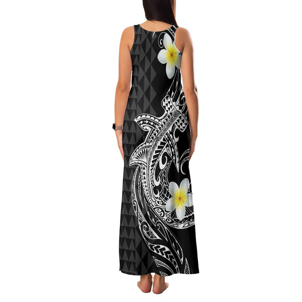 Aloha Hammerhead Shark Family Matching Tank Maxi Dress and Hawaiian Shirt Black Hawaiian Kakau Tribal Tattoo
