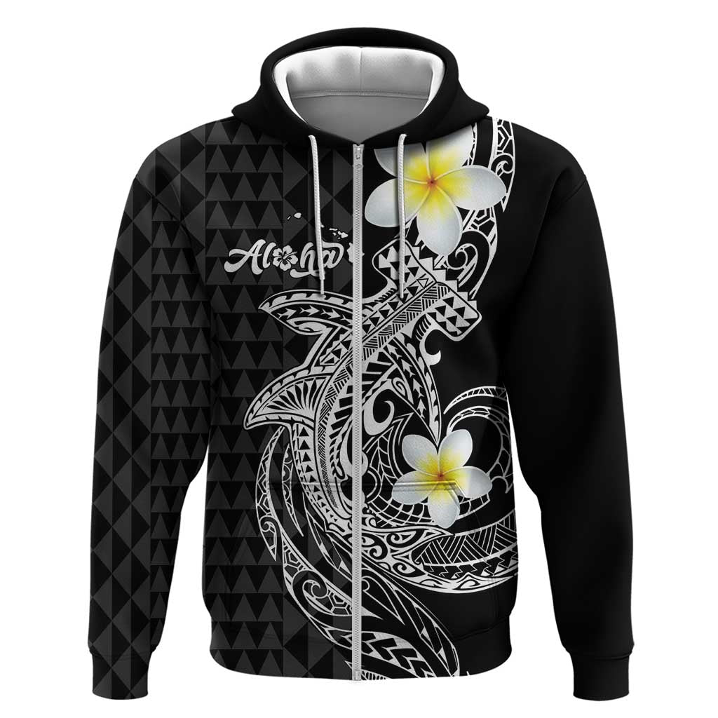 Aloha Hammerhead Shark Hoodie Black Hawaiian Kakau Tribal Tattoo